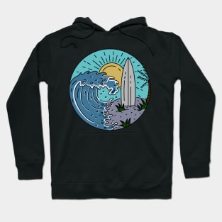 Summer Beach Wave Surfing Hoodie